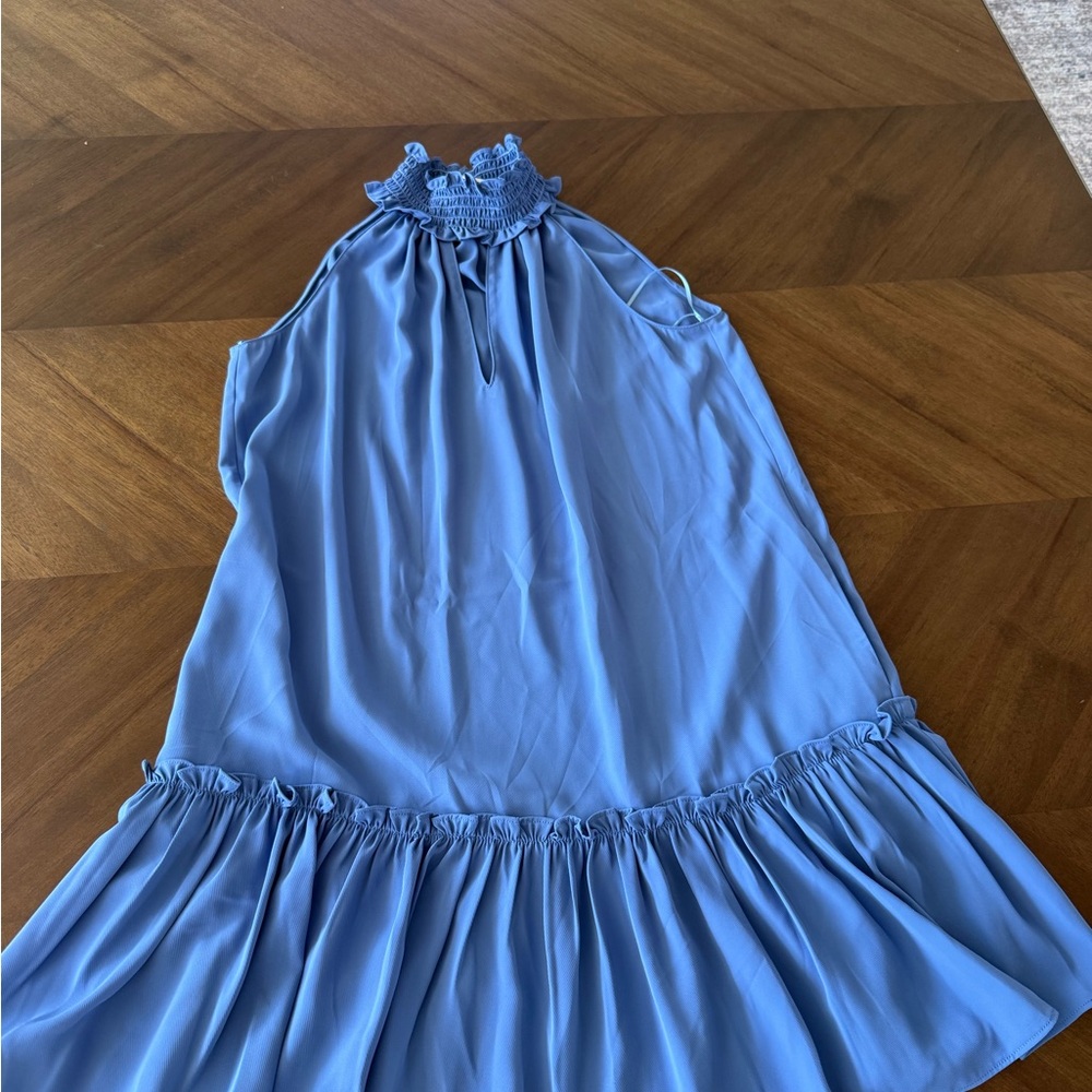 Amanda Uprichard Blue Halter Sundress for Wedding Guest